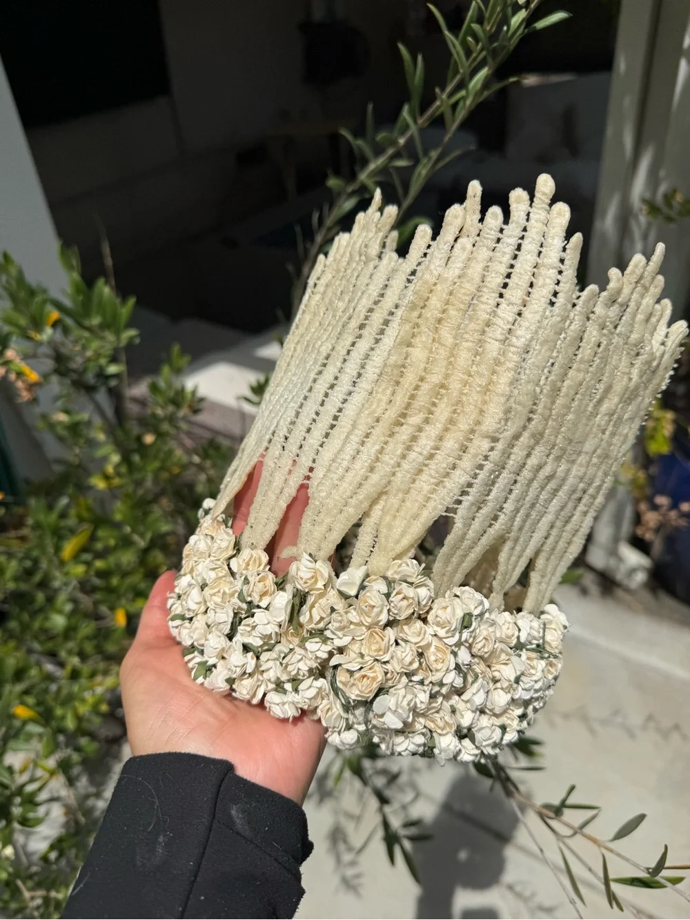 Ivory Floral Beaded Headpiece
